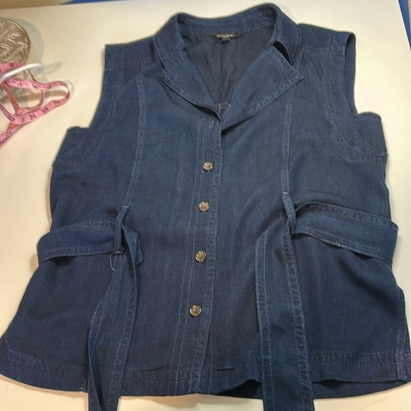 BANANA REPUBLIC VEST JACKET WOMENS SMALL DARK WASH BLUE - Picture 8 of 12